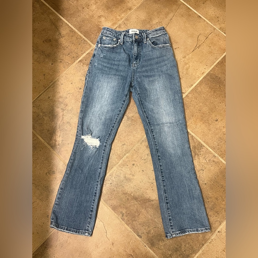 💫Pistola Women’s Jeans, 24, High Rise Straight leg, Medium Blue Wash Denim, EUC